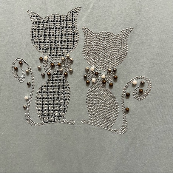 AZZ Fashion Wear Rhinestone Embellished Kitty Cats Tank Top Size L/XL - Picture 2 of 4